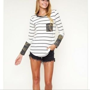 LAST ONE!! Camo and Stripes Top